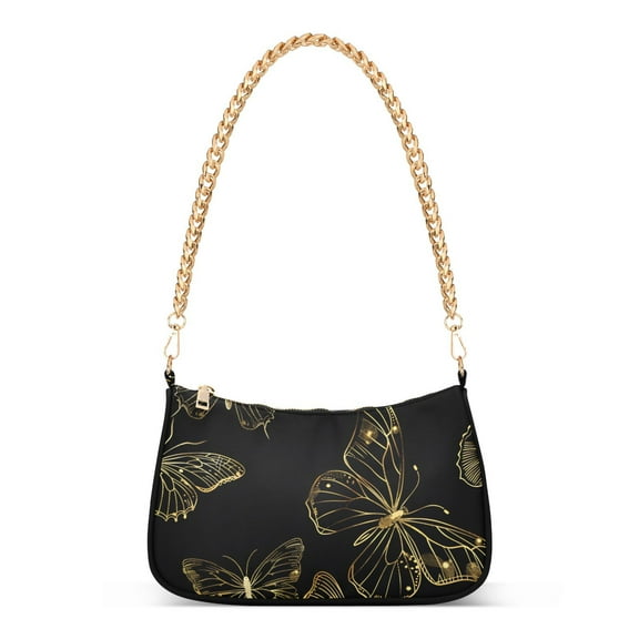 Butterflies GoldenWomen Small Shoulder Bag Crossbody Tote Hobo Bags Purse Clutch Handbags with Chain Strap for Women