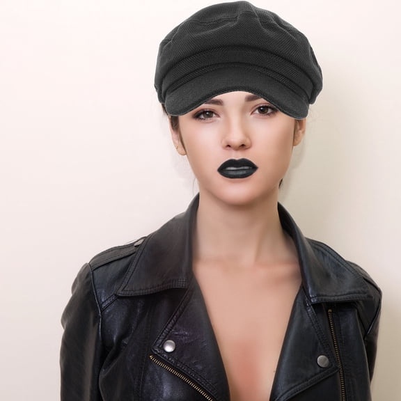 HOMEMAXS Retro Vintage Beret for Women with Sun Protection Wide Brim Cotton Linen Black Hats for Outdoor Leisure