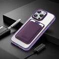 thumbnail image 3 of 2 in 1 Wallet Case for iPhone 14 Plus, Compatible with Magsafe Clear Shockproof Magnetic Phone Case with Card Holder Bumper Anti-Yellowing Protective Cover for iPhone 14 Plus,Purple, 3 of 8