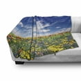 thumbnail image 3 of Flower Soft Flannel Fleece Throw Blanket, Flowers Meadow and Cloudy Sky Nature Landscape Print Vivid Sun Springtime, Cozy Plush for Indoor and Outdoor Use, 70" x 90", Multicolor, by Ambesonne, 3 of 6