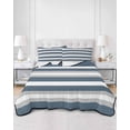 thumbnail image 3 of Quilts Twin Size, Blue Grey Stripe Soft Comforter Bedding Set for Bed, Farmhouse Modern Art Striped Lightweight Quilted Bedspread with Pillow Cover(2 Pieces) for All Season, 68x86 Inch, 3 of 6