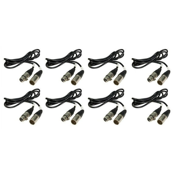 (8) Chauvet DMX5P5FT 5 Foot Male To Female 5 Pin DMX Cable
