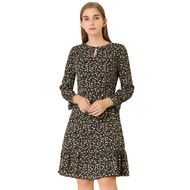 Vestido A Media Pierna Allegra K Leopardo Negro M