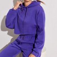 thumbnail image 5 of Oplxuo Women's Cropped Hoodies Sweatshirts Casual Basic Long Sleeve Pullover Solid Color Loose Y2K Fall Clothes, 5 of 5