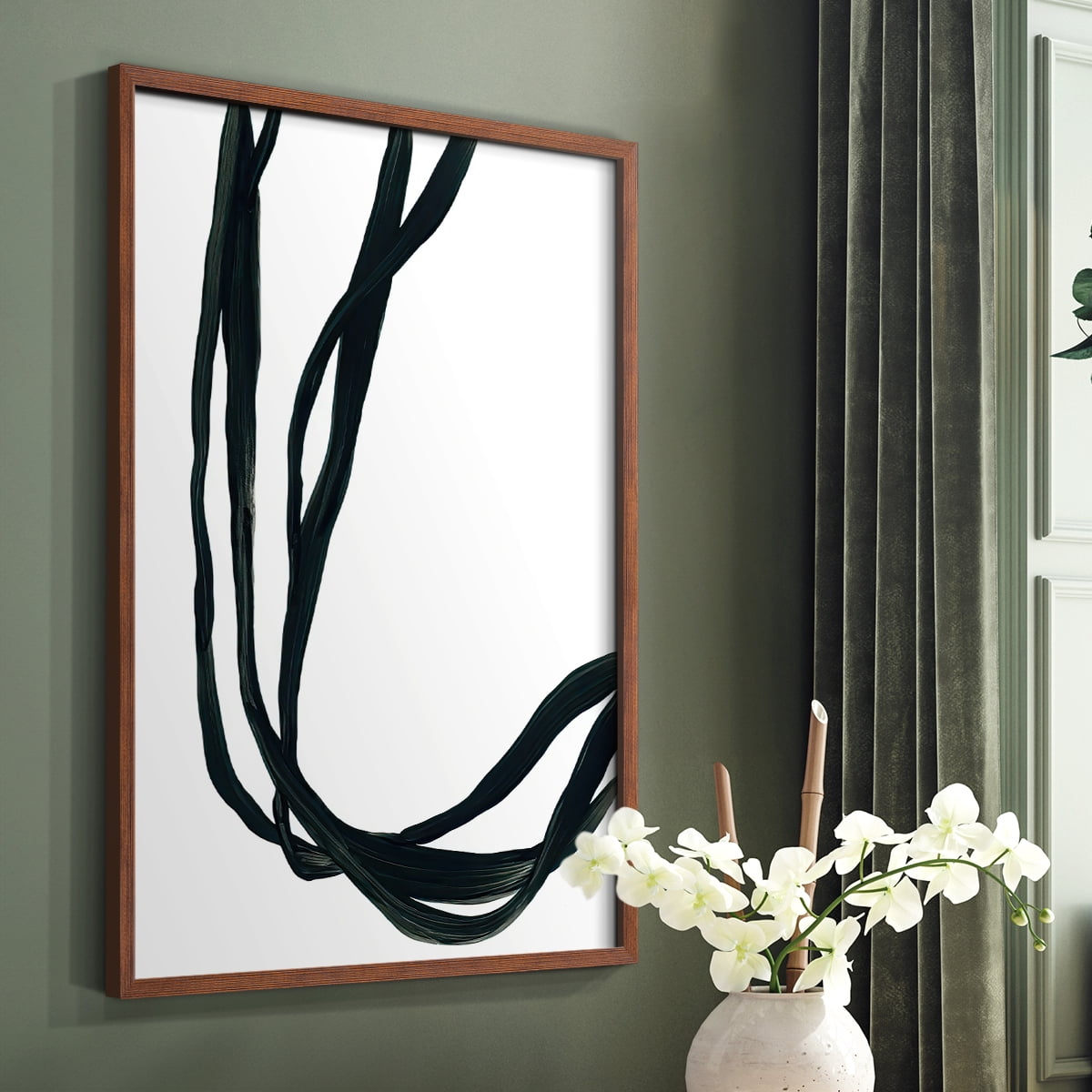 Onyx Ribbon II in Brown Solid Wood 11 x 14 Framed Print