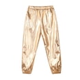 thumbnail image 6 of Yartina Kids Boys Girls Hip Hop Jazz Dance Costumes Shiny Metallic Bomber Jacket with Sweatpants Gold 14, 6 of 7