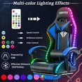 thumbnail image 3 of Hoffree Gaming Chair with Speakers and RGB LED Lights Ergonomic Massage Gamer Chair with Footrest High Back with Lumbar Support for Adults, 3 of 9