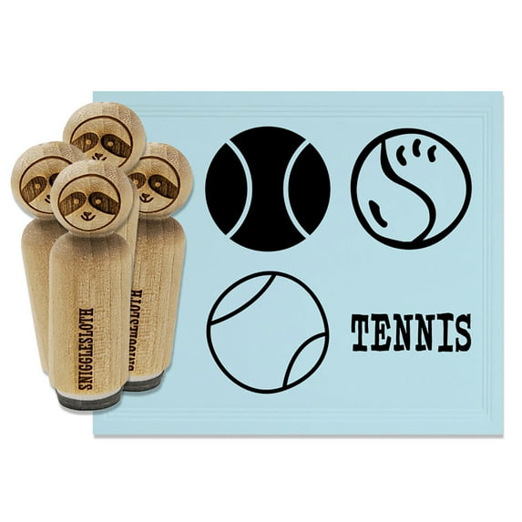 Tennis Ball Doodle Cute Text Rubber Stamp Set for Scrapbooking Crafting Stamping - Large 1-1/4 Inch