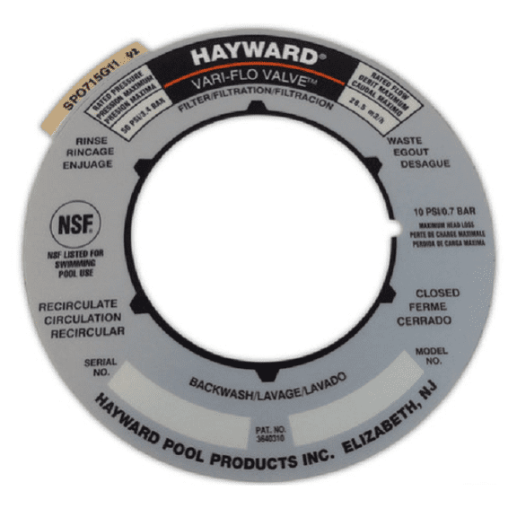 The Pool Supply Shop 5" Silver Hayward Replacement Sand Filter Valve Label