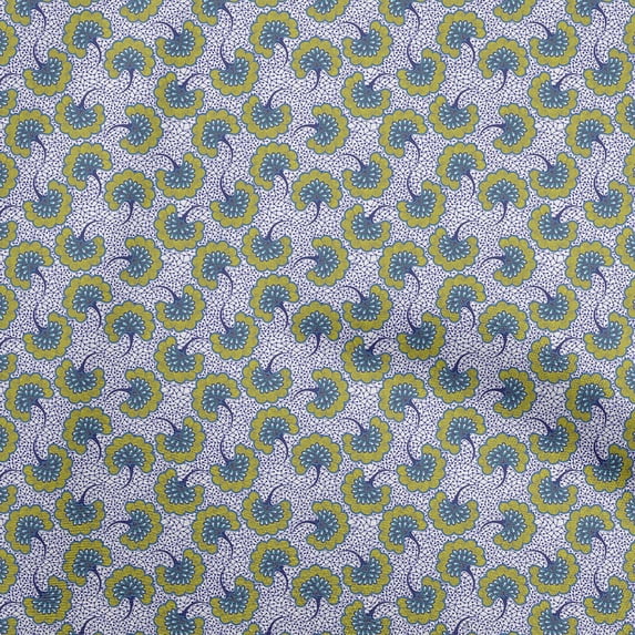 oneOoneSilkTabbyOliveGreenFabricAsianJapaneseFloralDiyClothingQuiltingFabricPrintFabricByYard42InchWide
