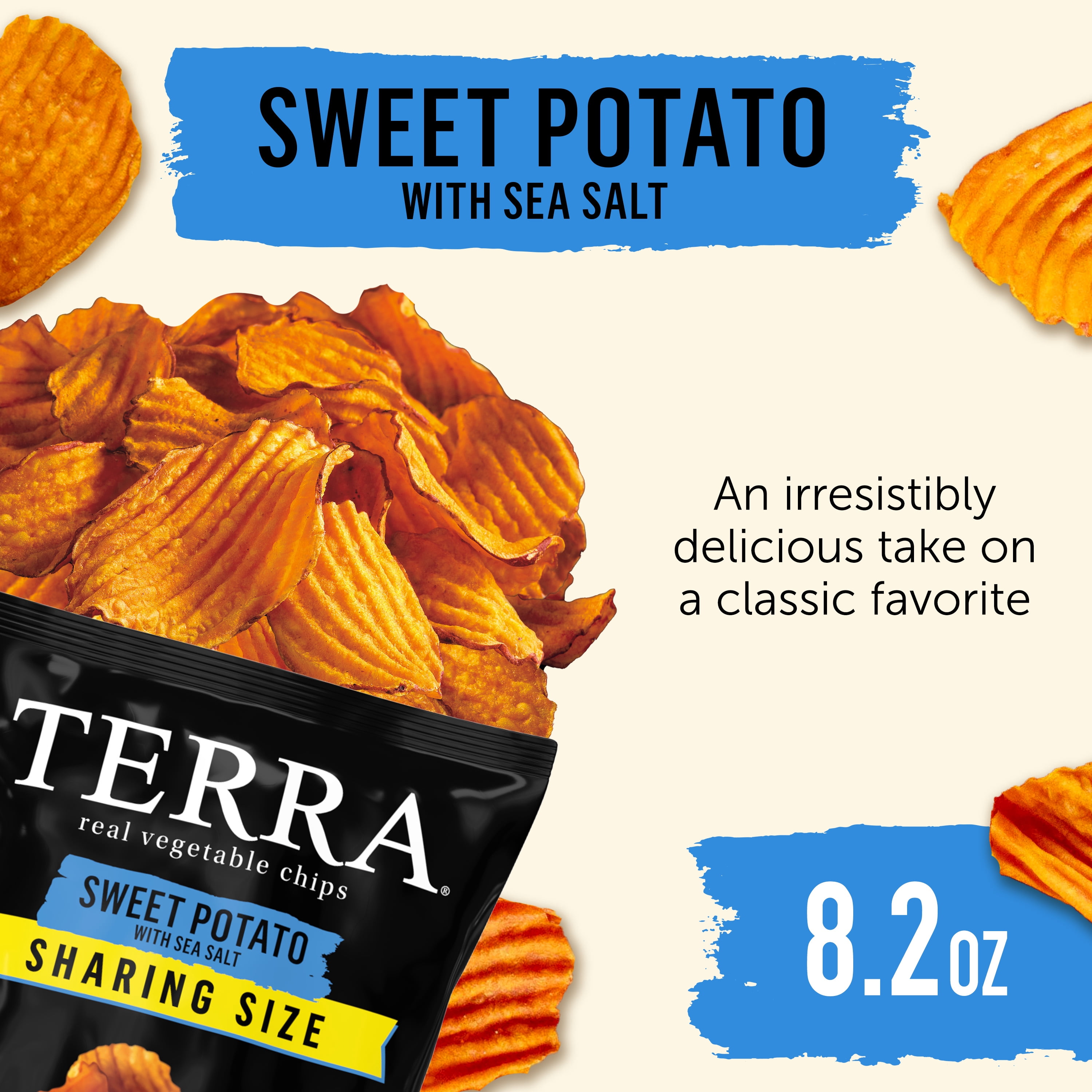 (2 pack) TERRA Sea Salt Wavy Sweet Potato Snack Chips, Sharing Size, 8.2 oz