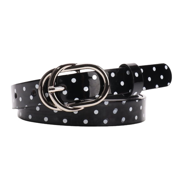 NANMELX Glossy Skinny Waist Belt with Dot Pattern and Oval Pin Closure Adjustable Belt