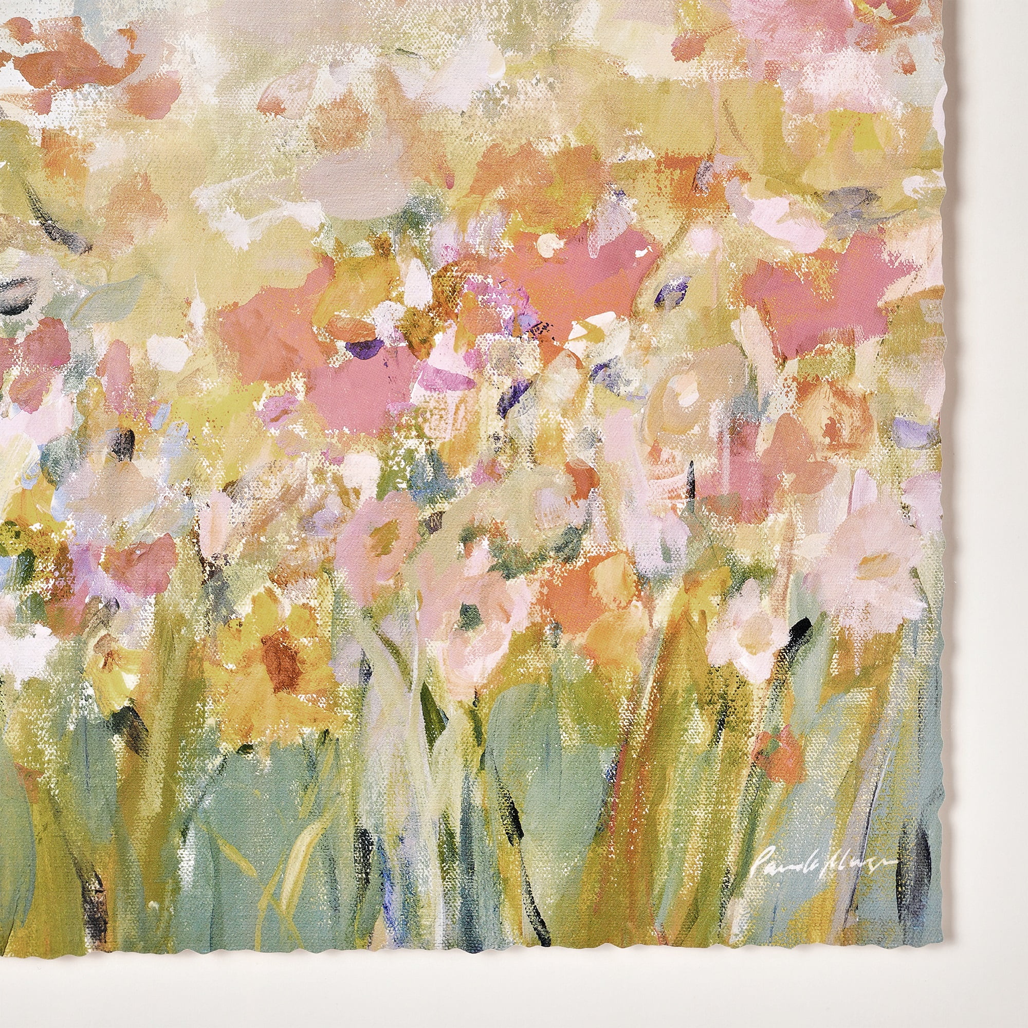 Beautiful 16.63" x 20.63" Framed Vintage Floral Field Landscape Wall Art by Drew Barrymore