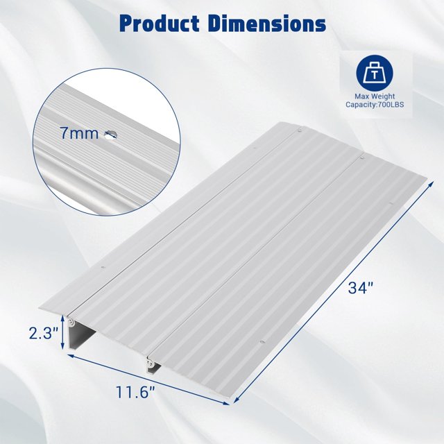 EDTara Threshold Ramps for Doorways, Rise Aluminum Wheelchair Ramp, 700LB Capacity Door Threshold Ramp for Mobility Devices, Bikes, and Strollers
