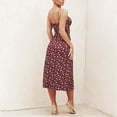 thumbnail image 4 of Vestido burdeos sexy elegante con Cuello en V y cordones florales divididos de verano para mujer S y M YONGSHENG, 4 of 5