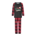 thumbnail image 2 of Elippeo Christmas Family Pajamas Matching Set Letter Santa Hat Print Long Sleeve Tops and Plaid Pants Sleepwear, 2 of 10