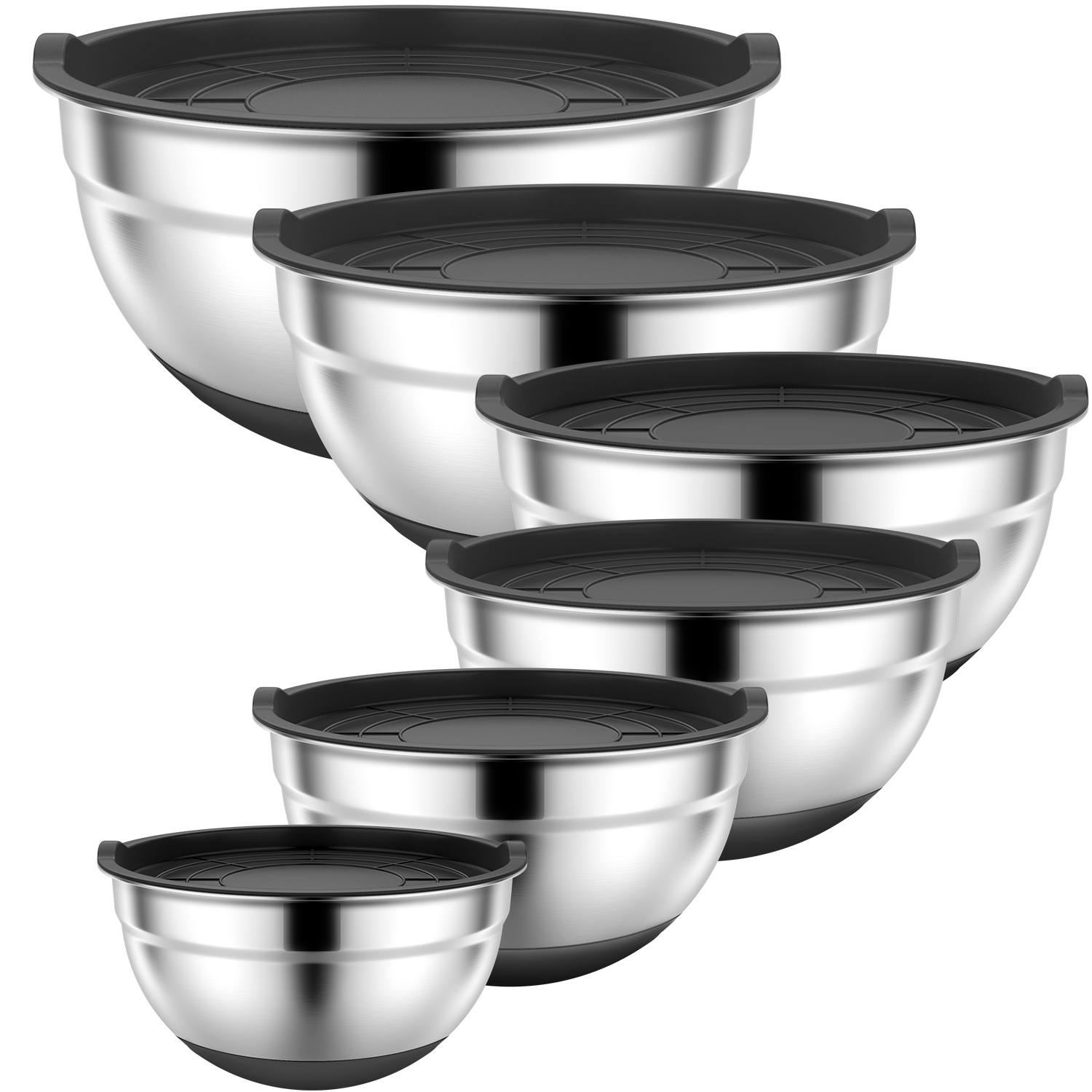 TINANA 6-Piece Stainless Steel Mixing Bowls with Lids
