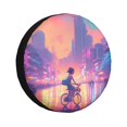 thumbnail image 1 of DouZhe Waterproof Spare Tire Cover, Fantasy Riding Bicycle Girl Prints Adjustable Wheel Covers Fit for Jeep Trailer RV SUV Car, 15 inch, 1 of 7