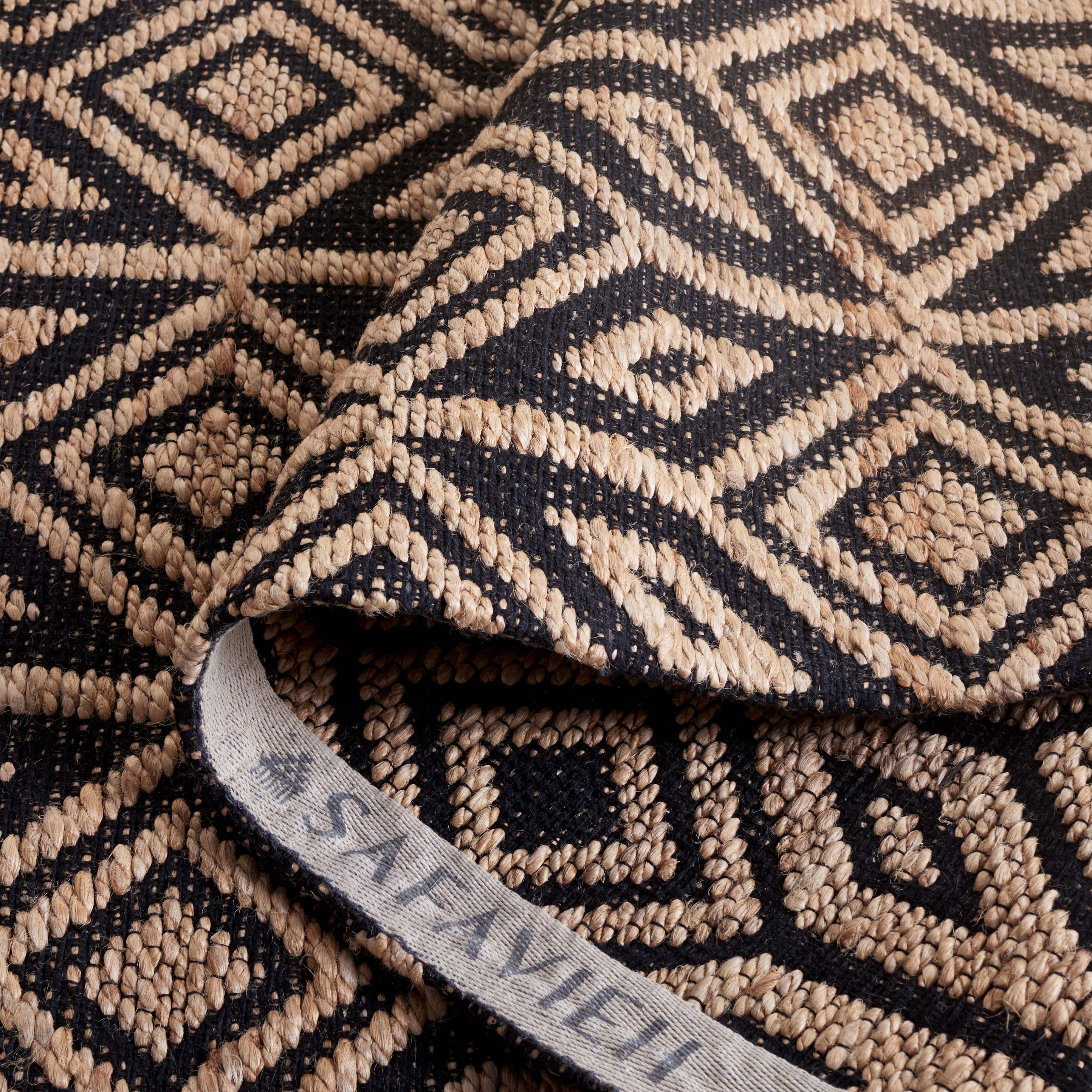 SAFAVIEH Natural Fiber Calanthe Geometric Area Rug, Natural/Black, 6'6" x 6'6" Square