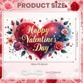thumbnail image 2 of Red Pink Theme Valentine's Day Banner Rose Pattern Romantic Backdrop Heart Design Gold Glitter Love Display for Valentine's Day Party Romantic Date Anniversary Celebration, 2 of 3