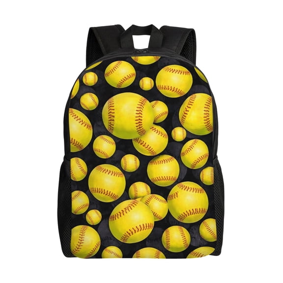 Softball Backpack Full Front Print Travel Laptop Bag for Men and Women