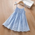 thumbnail image 3 of Casual Dresses for Girl New Girls Boho Cute Summer Dress Soft Spaghetti Tie Strap Hollow Embroidered A-Line Princess Dresses Blue 6 Years, 3 of 8