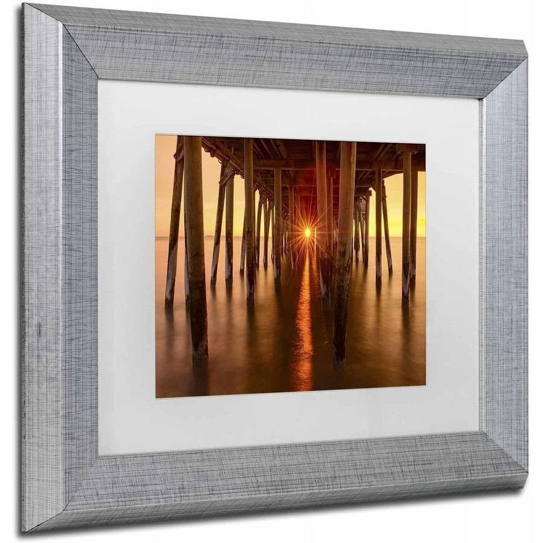 Trademark Fine Art 'Under the Pier' Canvas Art by Michael Blanchette Photography, White Matte, Silver Frame