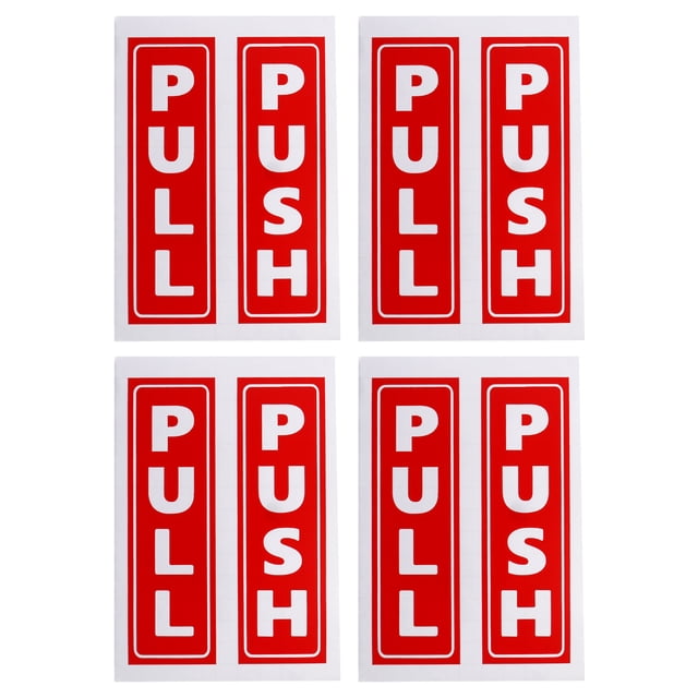 Uxcell 2"x5" PVC Adhesive Vertical Push Pull Door Sign Red 4 Set