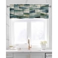 thumbnail image 2 of Teal Green Geometric Kitchen Valances for Windows Farmhouse Linen Window Valance Curtain for Living Room Window Treatment Modern Abstract Art Valance Rod Pocket Topper Drape, 60 x 18 Inch, 2 of 6
