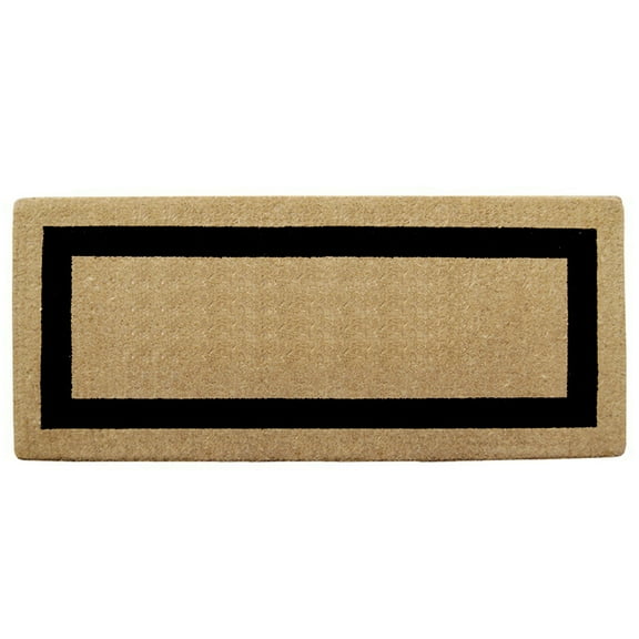 Heavy Duty Coir Door Mat Single Picture Frame, Plain - Black 24" x 57"