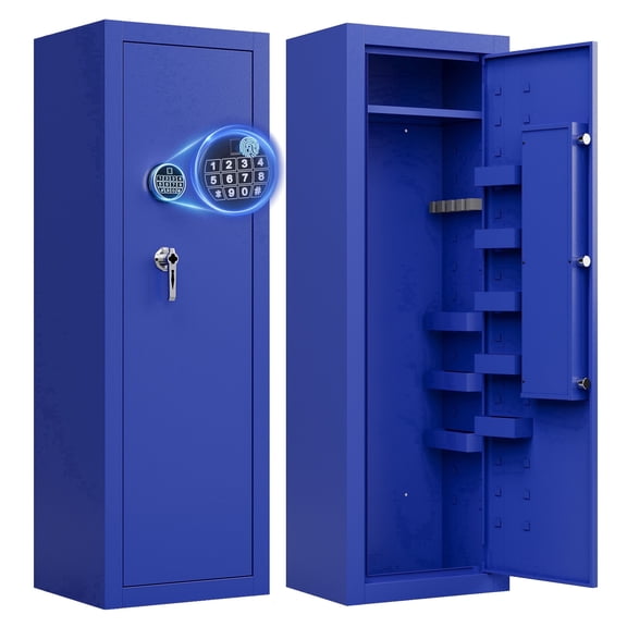Sapital Biometric Rifle & Shotgun Safe, Heavy Duty Steel Gun Cabinet with Adjustable Racks, Blue