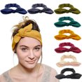 thumbnail image 2 of Bonita y suave diadema con orejas de conejo, banda elástica para el cabello anudada de tela de color sólido, banda para el cabello de algodón para maquillaje y lavado de cara para mujeres, 2 of 6