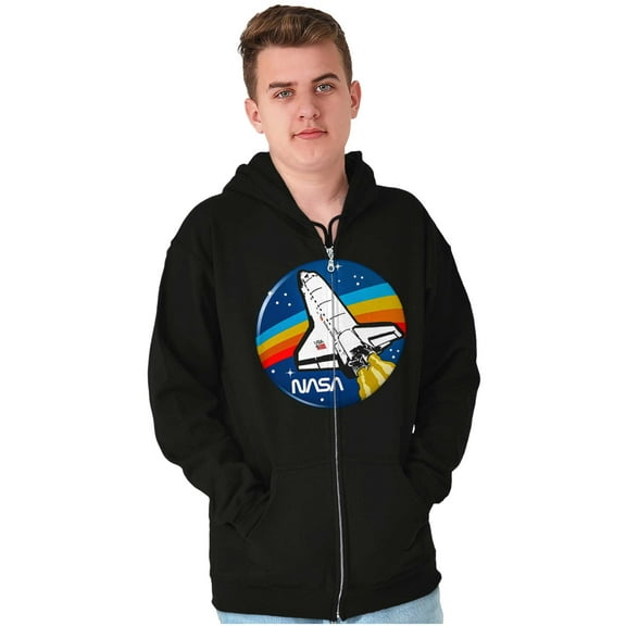 NASA Retro Vintage Space Shuttle Cool Zip Up Hoodie Men's Women's Brisco Brands S
