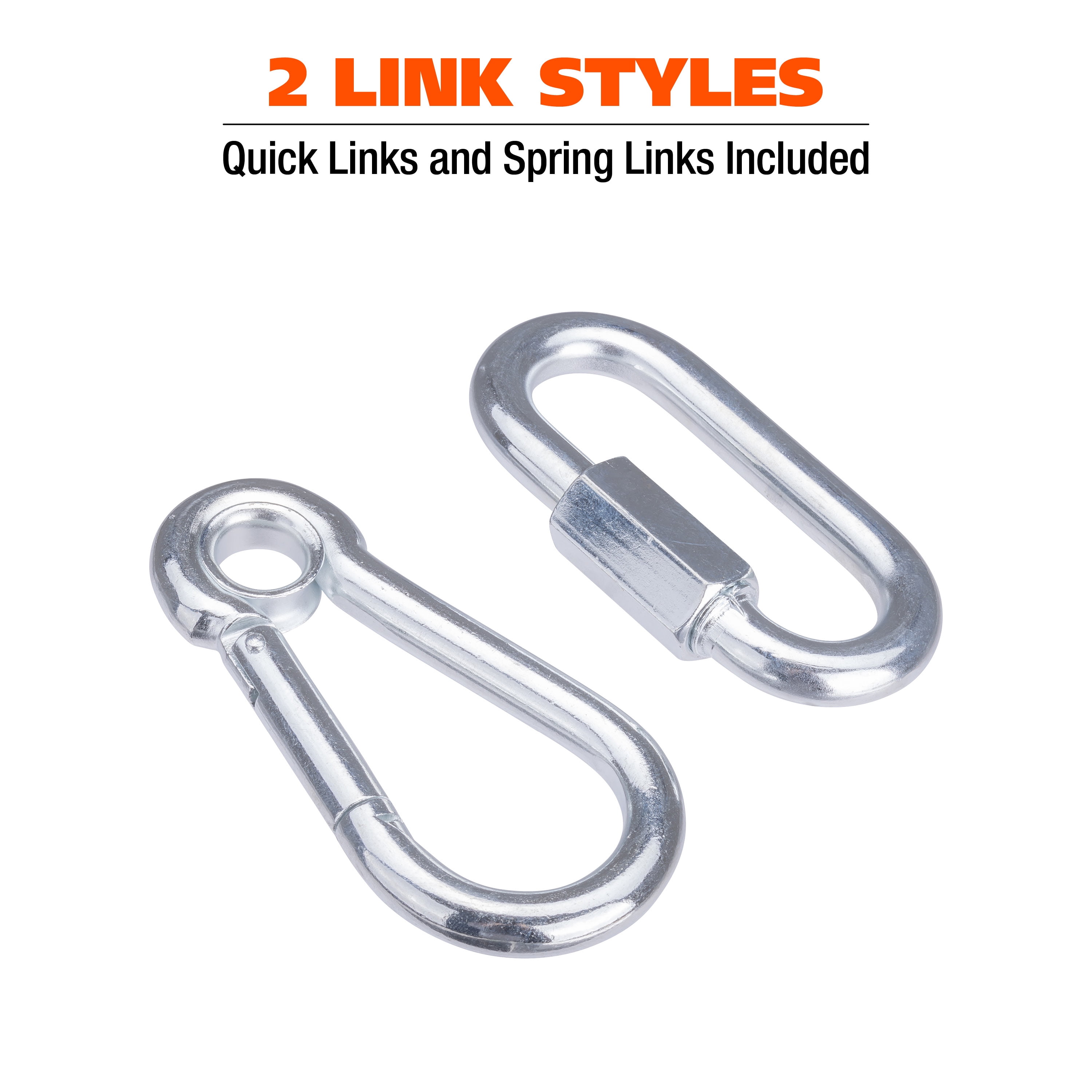 GreatNeck Steel Quick & Spring Link Assortment, 12 Piece Set, Durable Hardware Screws for Rigging & Securing