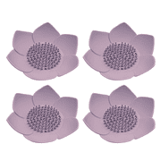 4 Pack Lotus Flowers Soap Dish with Drain Silicone Soap Holder Non-Slip Flexible Soap Tray for Bathroom Shower
