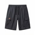 thumbnail image 4 of Men's Relaxed Fit Cargo Shorts, Elastic Drawstring Waist Shorts with Multi-Pockets and Quick Dry Fabric Outdoor Hiking Dark Gray XXL, 4 of 5