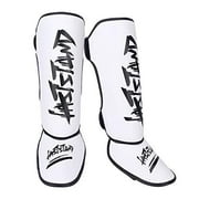 ASTSTAND Shin Guards Sporting Goods, Kickboxing Martial Arts Muay Thai MMA Armour (White,L)
