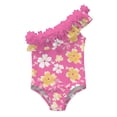 thumbnail image 5 of MKOSPLRT Little Girls' Floral Print One-Shoulder One-Piece Swimsuit with Flowers UPF 50+ UV Protection Quick Dry Bathing Suit for 12 Months-5 Years, 5 of 10
