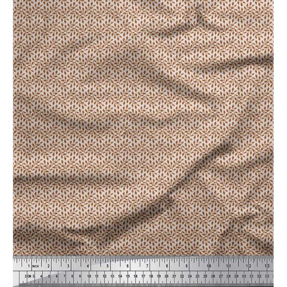 Soimoi Velvet Fabric Leaves Shirting Printed Fabric 1 Yard 58 Inch Wide