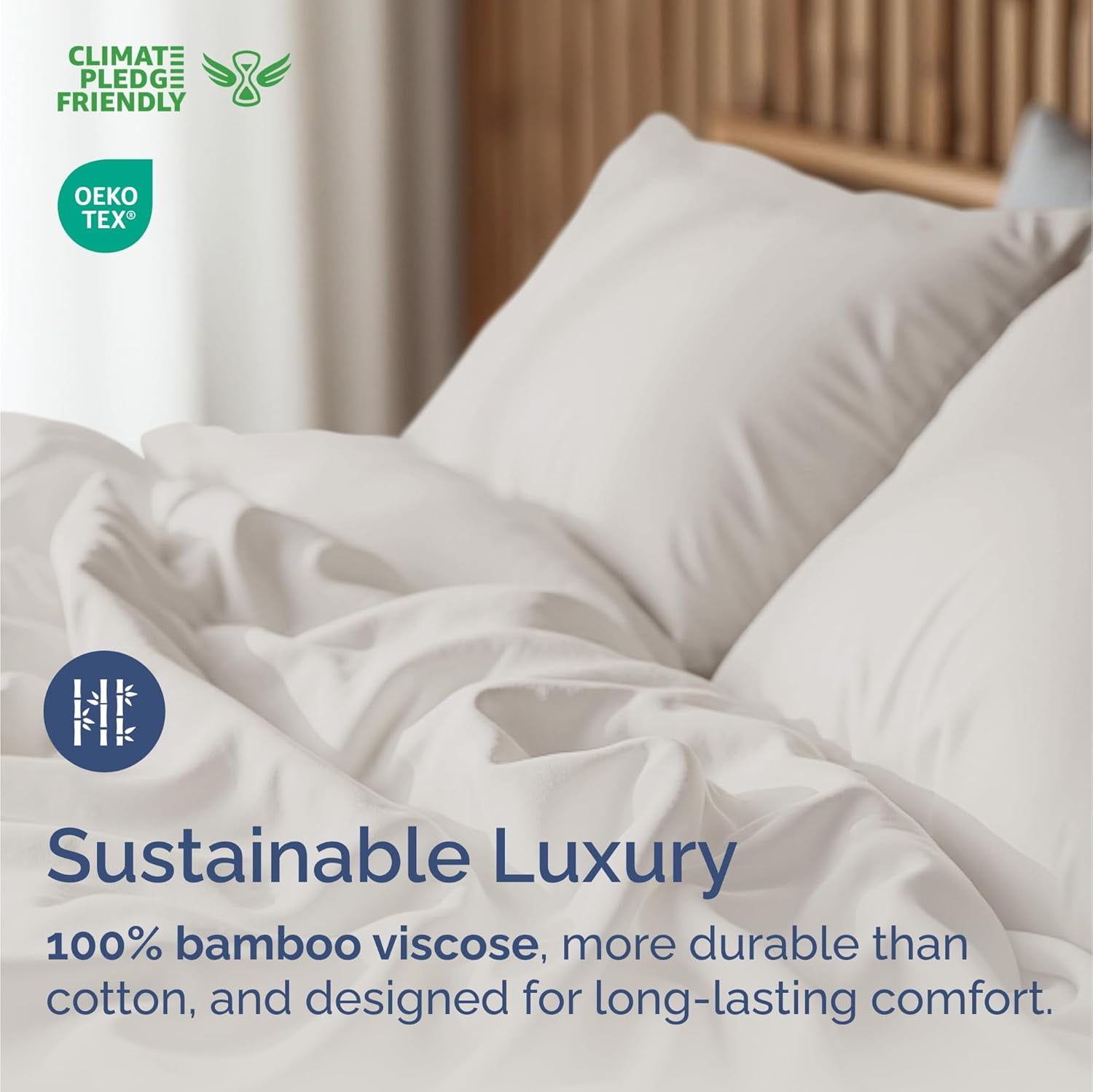 CGK Linens 3-Piece Luxury Bamboo Cooling Sheet Set - Twin Size 100% Bamboo Derived Rayon Premium Bed Sheets, Light Grey