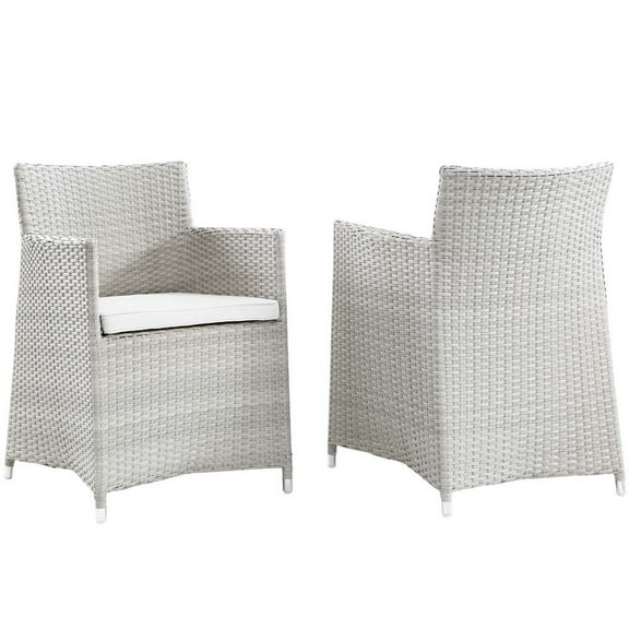 Modway Junction Rattan Outdoor Patio Armchair in Gray/White (Set of 2)