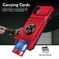 thumbnail image 2 of Dteck Card Holder Case for iPhone 11,Shockproof Silicone + PC Case Ring Stand Heavy Duty Drop Protection Wallet Cover for iPhone 11,Red, 2 of 7