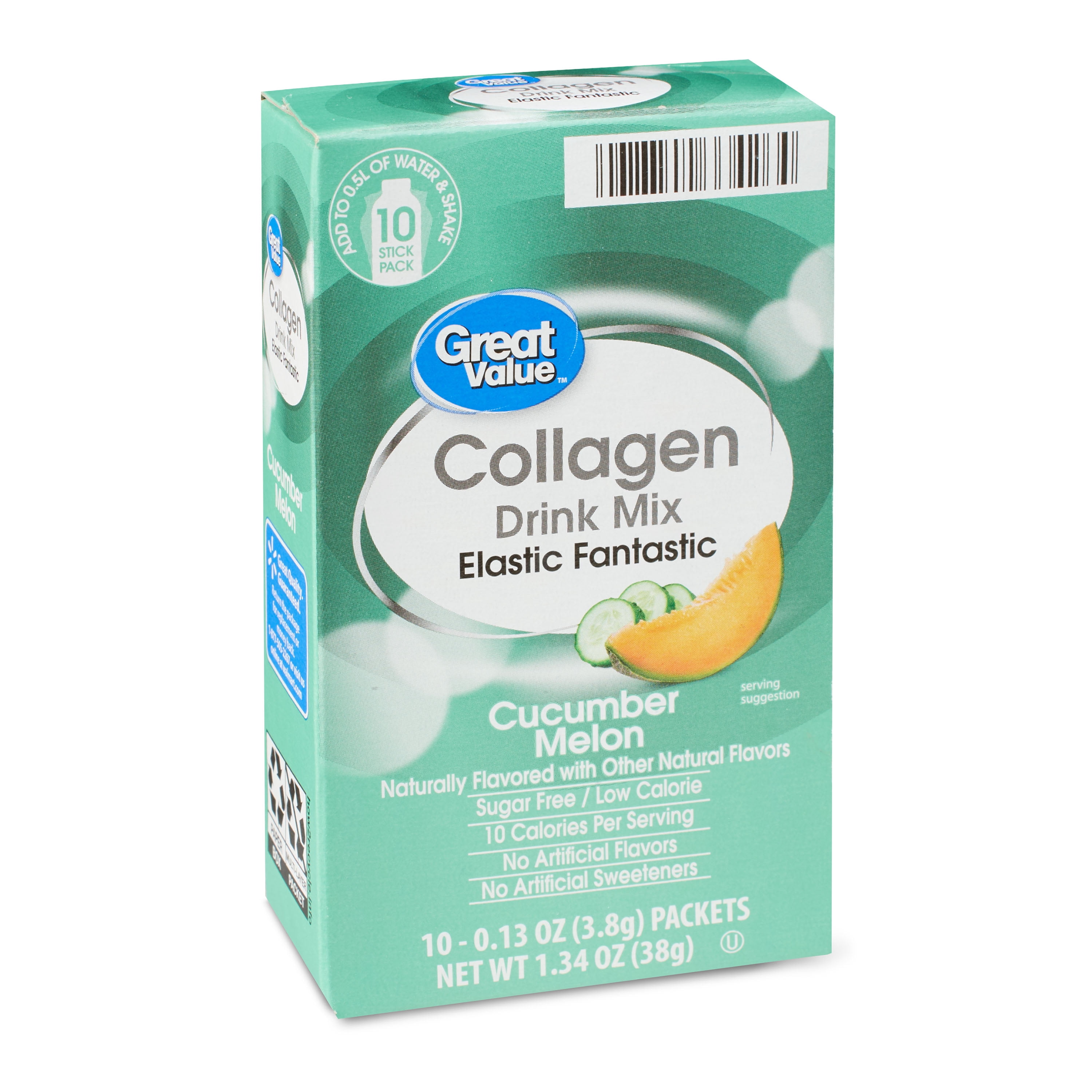 Great Value Collagen Drink Mix, Cucumber MelonFlavor, 0.13 oz, 10