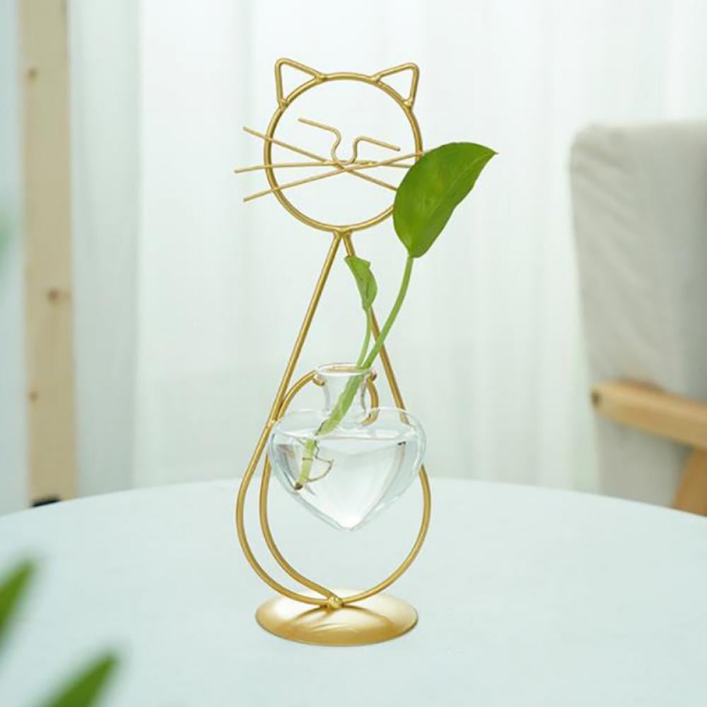 Desktop Glass Planter Vase Holder, Modern Creative Cat Plant Terrarium