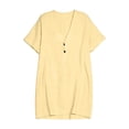 thumbnail image 4 of Ygbgbb Women V‑Neck Henley Mini Tunic Dress, Short Sleeve Half‑Placket Loose Fit Casual Shift Dress for Beach Cover‑Up and Everyday Summer Wear Yellow M, 4 of 8