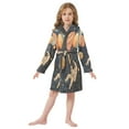 thumbnail image 6 of FORMRS Niños Bathrobe Unisex Hooded Robe Soft Plush Pajamas Sleepwear, Size 4-6T, Retro Watercolor Planet, 6 of 7