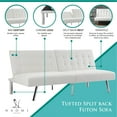 thumbnail image 5 of White Convertible Futon Sofa, Modern Reclining Black Sleeper Sofa, Tufted Split Back Linen Futon Sofa Bed, 5 of 5