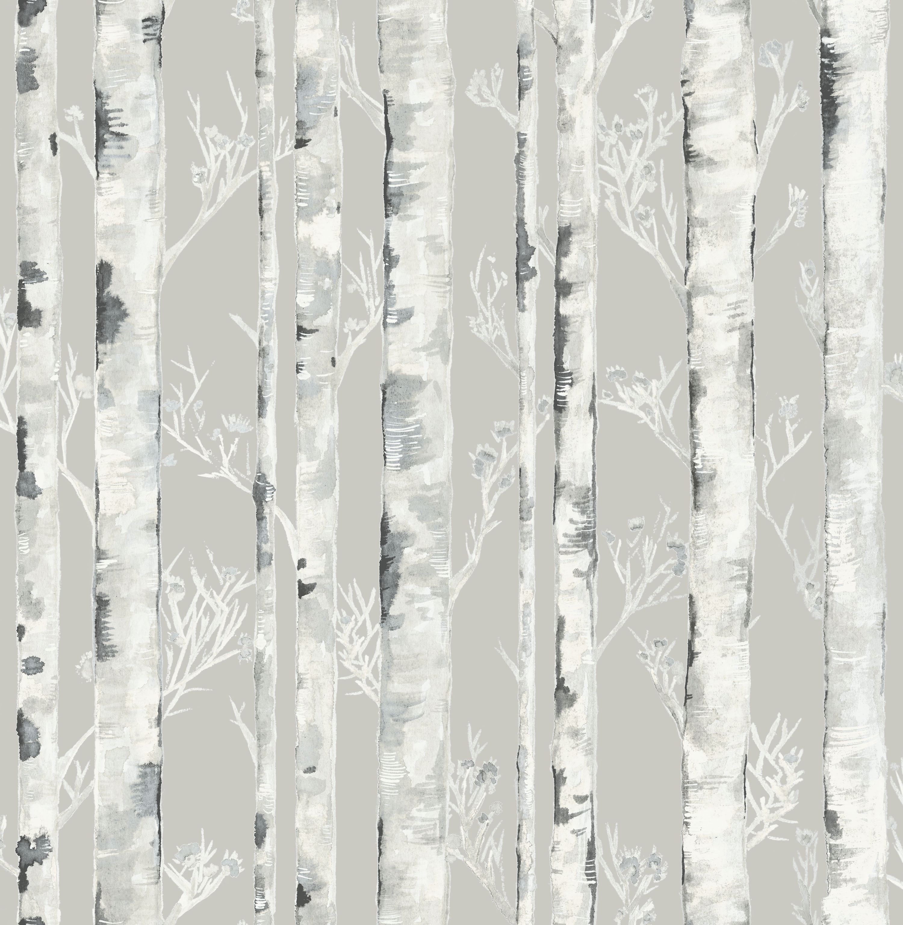 InHome Birchdale Grey Botanical Peel & Stick Wallpaper