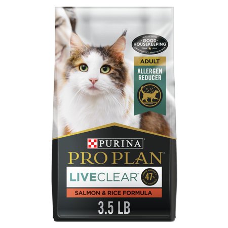 UPC: 0038100186140 | Purina Pro Plan Allergen Reducing  High Protein Cat Food  LIVECLEAR Salmon and Rice Formula  3.5 lb. Bag