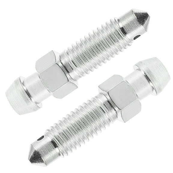 SWETRACE 2Pcs Bleeder Screw Galvanized Iron Silver for Motorcycle Brake System Maintenance 1.26X0.35X0.35in